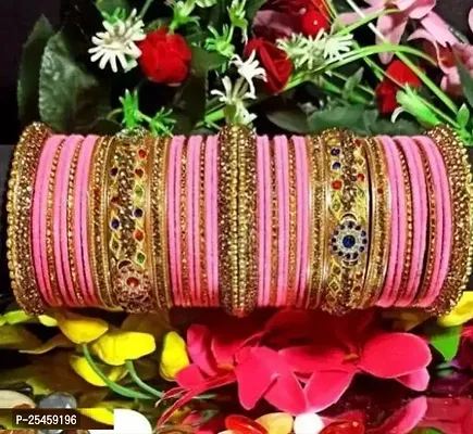 BANGLES New Collection Of Velvet Bangle Set With Cubic Zircon Work For Women And Girls ( Pack Of 42 Bangles )-thumb0