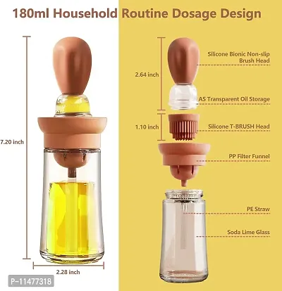 Aililiya Glass Olive Oil Dispenser Bottle With Silicone Brush:2-In-1 Silicone Dropper Measuring Oil Dispenser Bottle for Kitchen Cooking, Frying, Baking, BBQ Pancake, Air Fryer, Marinating (Brown)-thumb2