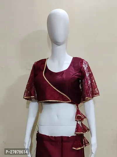 Reliable Maroon Net Embriodered Stitched Blouses For Women