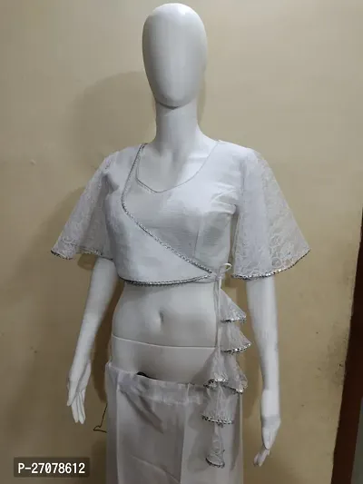 Reliable White Net Embriodered Stitched Blouses For Women-thumb2
