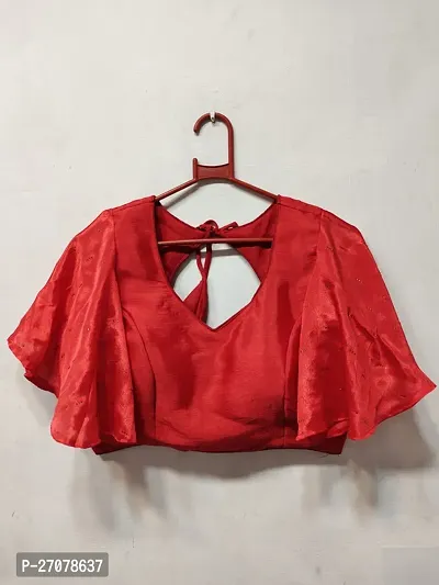 Reliable Red Georgette Solid Stitched Blouses For Women-thumb0