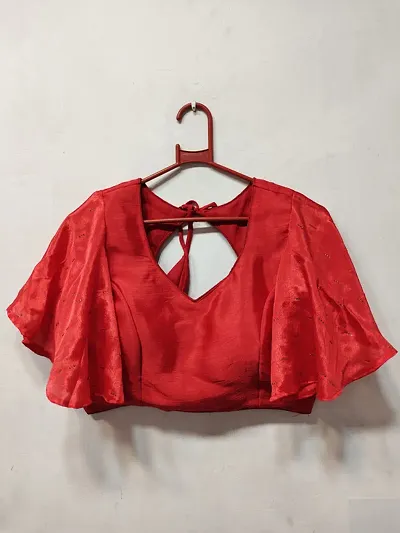 Reliable Red Georgette Solid Stitched Blouses For Women