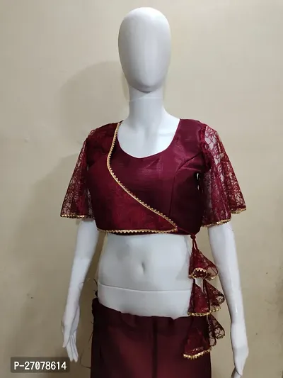 Reliable Maroon Net Embriodered Stitched Blouses For Women-thumb2
