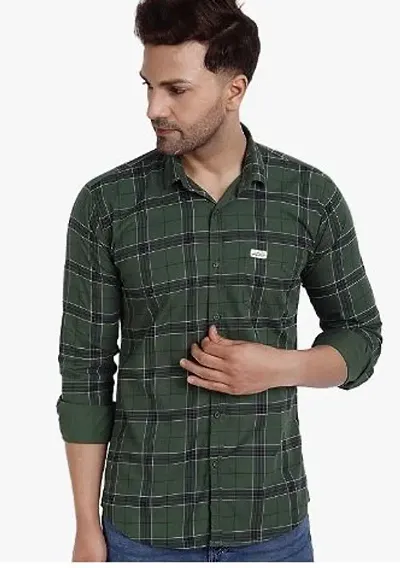 Majestic Man Slim Fit Cotton Casual Check Shirt for Men