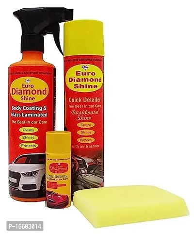 Shine Car Dashboard Body Coating And Glass Laminated Stain Remover And Sponge (Pack Of 2)