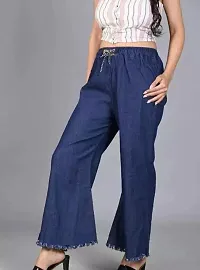 Stylish Blue Denim Solid Jeans For Women-thumb2