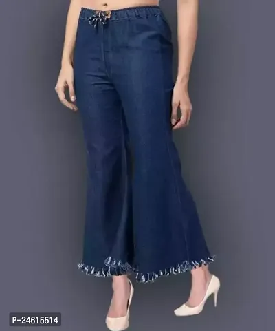 Stylish Blue Denim Solid Jeans For Women