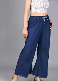 Stylish Blue Denim Solid Jeans For Women-thumb1