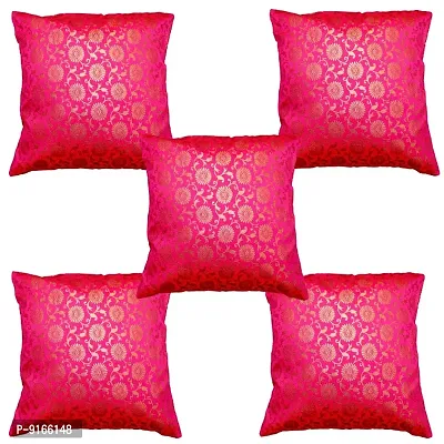 Stylish Silk Cushion Cover 12x12(Pack Of 5)-thumb0