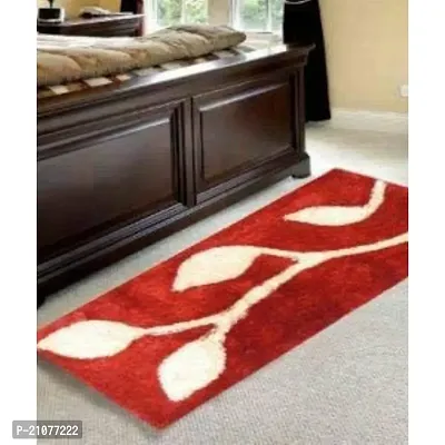 UNFOLD HAPPINESS Design Microfiber Bedside Runner, Soft Rug for Bedroom Living Room Kitchen (22 X 55 Inches) - Red Leaves