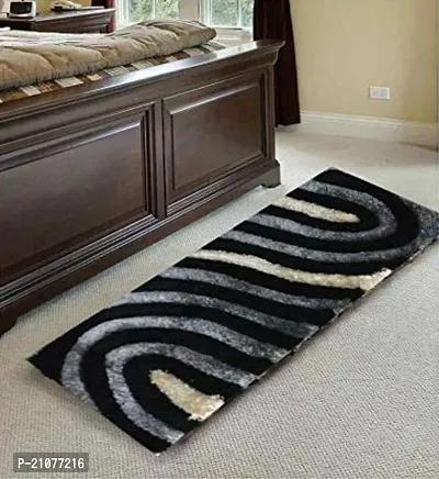 UNFOLD HAPPINESS Design Microfiber Bedside Runner, Soft Rug for Bedroom Living Room Kitchen (22 X 55 Inches) -Black
