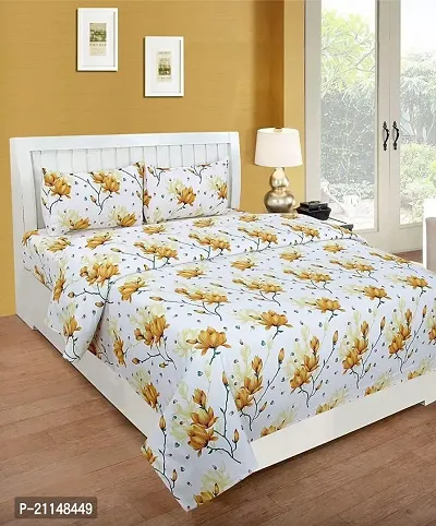Stunning Polycotton Printed Queen Bedsheet with Pillow Covers-thumb0