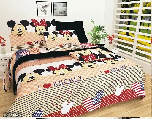 Stunning Polycotton Printed Queen Bedsheet with Pillow Covers-thumb0