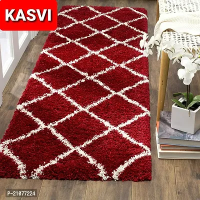 UNFOLD HAPPINESS Design Microfiber Bedside Runner, Soft Rug for Bedroom Living Room Kitchen (22 X 55 Inches) - Maroon Cross