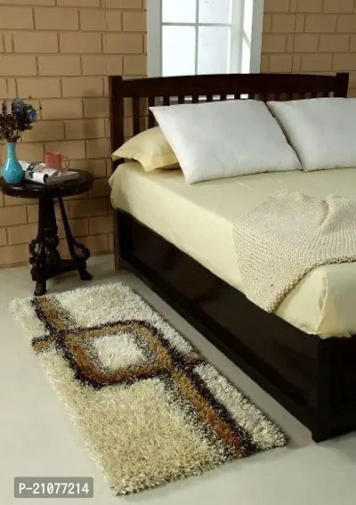 UNFOLD HAPPINESS Design Microfiber Bedside Runner, Soft Rug for Bedroom Living Room Kitchen (22 X 55 Inches) - Cream.