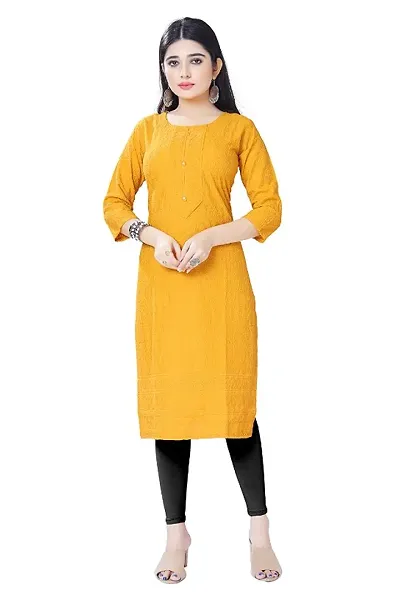 Womens Chikankari Cotton Rayon A-Line Kurta