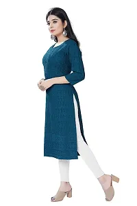 Womens Chikankari Cotton Rayon A-Line Kurta | Designer 3/4th Sleeves, Round Neck Kurti for Ladies  Girls-thumb1