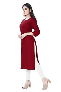 Womens Chikankari Cotton Rayon A-Line Kurta | Designer 3/4th Sleeves, Round Neck Kurti for Ladies  Girls-thumb1