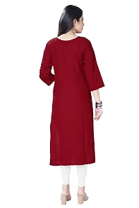 Womens Chikankari Cotton Rayon A-Line Kurta | Designer 3/4th Sleeves, Round Neck Kurti for Ladies  Girls-thumb2