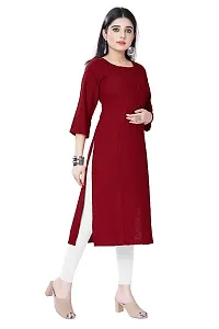 Womens Chikankari Cotton Rayon A-Line Kurta | Designer 3/4th Sleeves, Round Neck Kurti for Ladies  Girls-thumb3