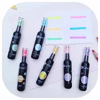 Bottle Shape Highlighters | Set Of 6 | Fine Grip Marker Pen | Ideal For Office Stationery  Kids-thumb1