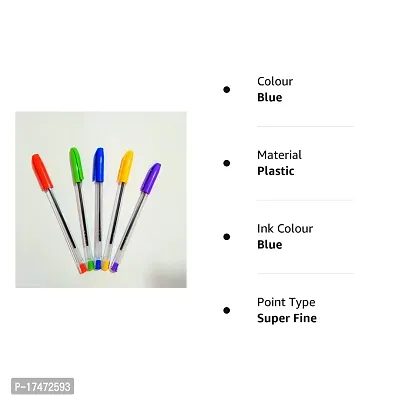 20 Pieces Plastic Ball Pens, For School, Offices, Fast writing Blue ball pens (Pack of 20)-thumb3