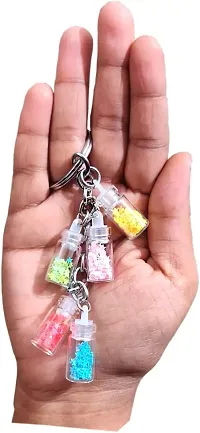 5 pieces Colorized Shining Star Glass Bottle Keyrings for Lover Gifts Key Chain for Car Bags Key Rings (pack of 5) send random color-thumb2