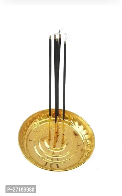 Brass Agarbatti Stand with Ash Catcher Gold Dhupdani-thumb0