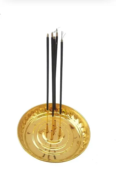 Brass 5 Agarbatti Stand with Plate- Size No 2