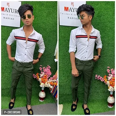 White shirt best sale olive pants