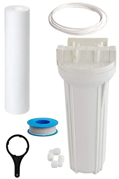AquaOcean Water Purifier Ro 10""Spun+spanner+Elbow Connectors+Teflon Tape+1/4 Pipe 5 Miter+10""Prefilter Housing Bowl(White) for All Domestic Water Purifier RO For Home And Kitchen