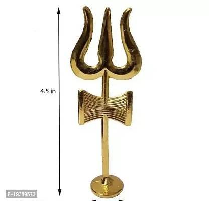 Combo of Shivling Stand Kalash Lota with trishul ( 10cm x 8cm x 12cm, Gold)-thumb2