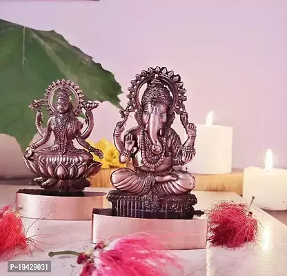 Handicraft Metal Laxmi Ganesha Copper Antique Finish Pujan Set Auspicious Indian Art Statues laxmi Ganesh Idol Pooja Murti Home Decor Office Showpiece poojan Set