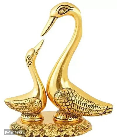 5INCH Metal Kissing Duck Showpiece, Cute Love Birds Decorative , Metal Kala Brass Idol for Home Decoration | Beautiful Metal decoratives | Swan Hans Joda-thumb0