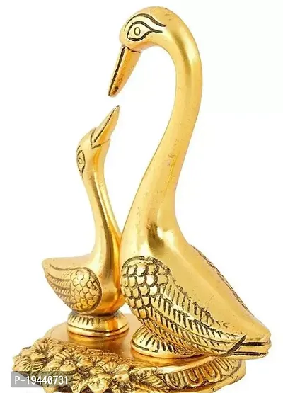 5INCH Metal Kissing Duck Showpiece, Cute Love Birds Decorative , Metal Kala Brass Idol for Home Decoration | Beautiful Metal decoratives | Swan Hans Joda-thumb2