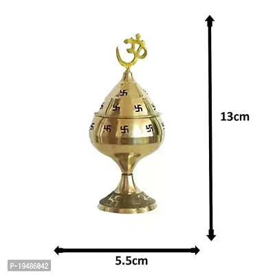 Combo of Kapoor / Camphor Diffuser Brass Diya / lamp with Jali Akhand Jyoti Deep with Stand-thumb3