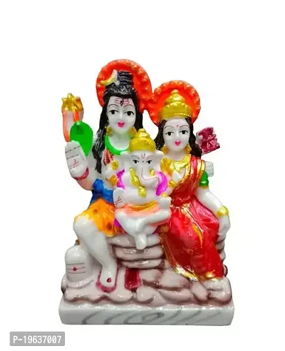 Shiv Parivar Murti | Shiv Parvati Ganesh God Shiva Idol | Mahadev Family Statue Vastu Pooja Gift Item Home Mandir Standard Multicolour shiv parivar-thumb0