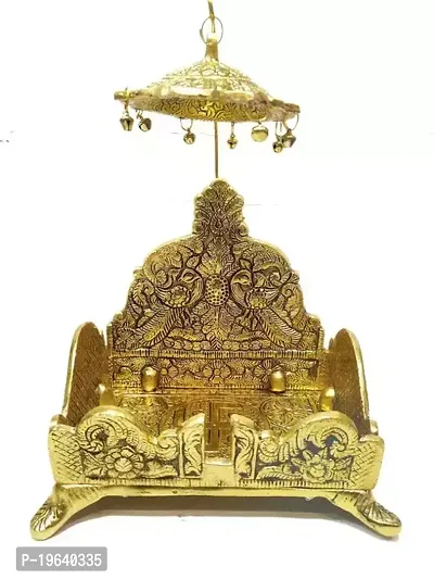 laddu Gopal antique golden Singhasan Metal Aasan Throne and a Beautiful Detachable Chatra Umbrella for Ganesha Krishna God Idol Statue Pooja Chowki for Temple Home Decor  no2