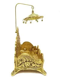 laddu Gopal antique golden Singhasan Metal Aasan Throne and a Beautiful Detachable Chatra Umbrella for Ganesha Krishna God Idol Statue Pooja Chowki for Temple Home Decor  no2-thumb1