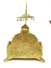 laddu Gopal antique golden Singhasan Metal Aasan Throne and a Beautiful Detachable Chatra Umbrella for Ganesha Krishna God Idol Statue Pooja Chowki for Temple Home Decor  no2-thumb2