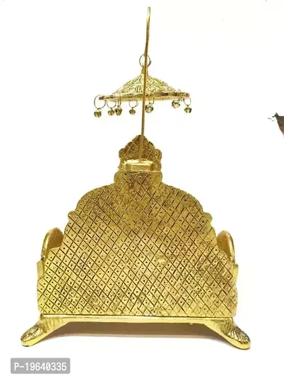laddu Gopal antique golden Singhasan Metal Aasan Throne and a Beautiful Detachable Chatra Umbrella for Ganesha Krishna God Idol Statue Pooja Chowki for Temple Home Decor  no2-thumb3