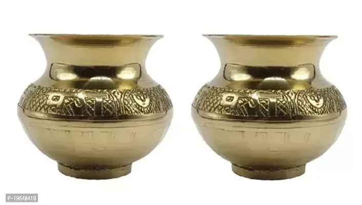 Brass Lota Kalash Pooja Lota Pitcher Brass Kalash Brass Kalash Gold set of 2-thumb0