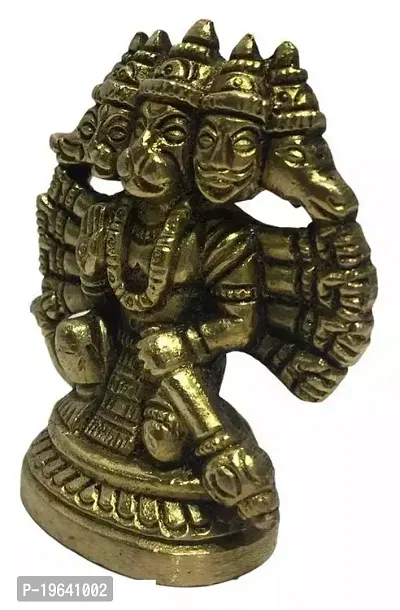 pure brass panchmukhi hanuman ji Brass 2.5 Inches Statue Kneeling Ashirvad Posture-thumb3