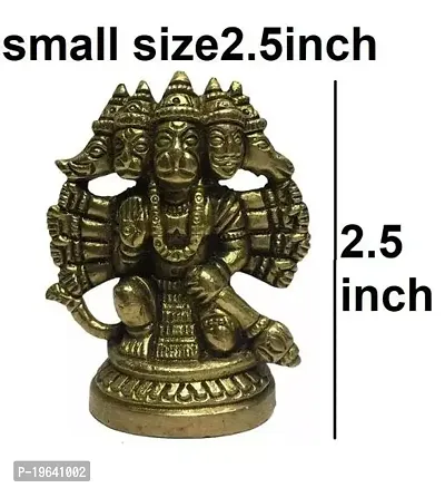 pure brass panchmukhi hanuman ji Brass 2.5 Inches Statue Kneeling Ashirvad Posture-thumb4