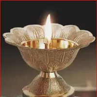 Brass Gifted Devdas Akhand Jyot Diya in Lotus design Oil Lamp Pack of 2 Made For Brass Golden Color Decoration Temple | Traditional | mandir | Deacute;cor Temple Diya  Aarti Diya-thumb1