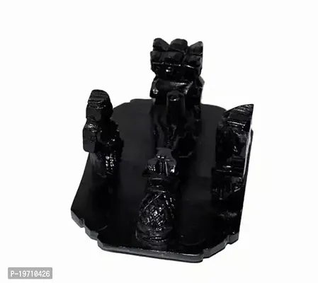 Black Marble Shivlinga with Family and Nandi  marble shiv parivar Statue Shivling God Shiva Lingam Protection Wealth Prosperity  Black Marble Stone Shivling-thumb0