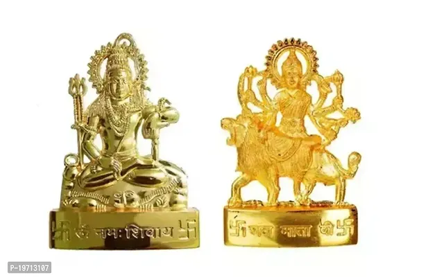 4 Combo Hanuman ji Laxmi Narayan Shankar ji and Maa Durga ji Combine Set of Spiritual Religious Metal Gold Plated Statues-thumb2