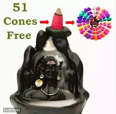 Lord Shiva Adiyogi Shiva Backflow Smoke Fountain Incense Holder Burner With 51 Smoke Backflow Scented Cone Incenses For Car Dashboard Temple Shivratri Saawan Pooja Directly From Haridwar Shiv-nagri-thumb0