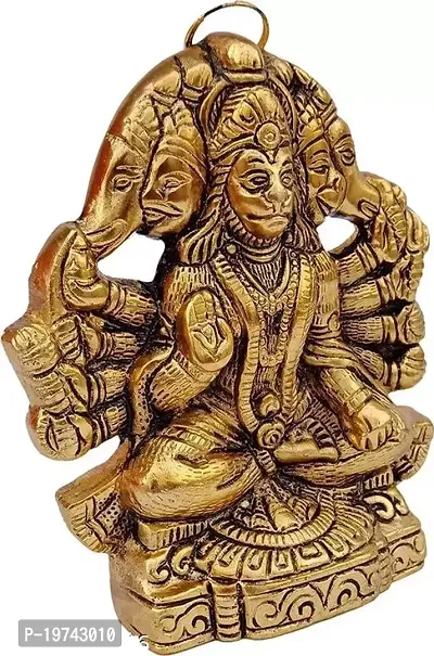 Metal Panchmukhi Hanuman ji Murti Bajrangbali Idol for Hanging and Gifts Decorative Diwali Pooja Showpiece-thumb0