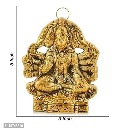 Metal Panchmukhi Hanuman ji Murti Bajrangbali Idol for Hanging and Gifts Decorative Diwali Pooja Showpiece-thumb2